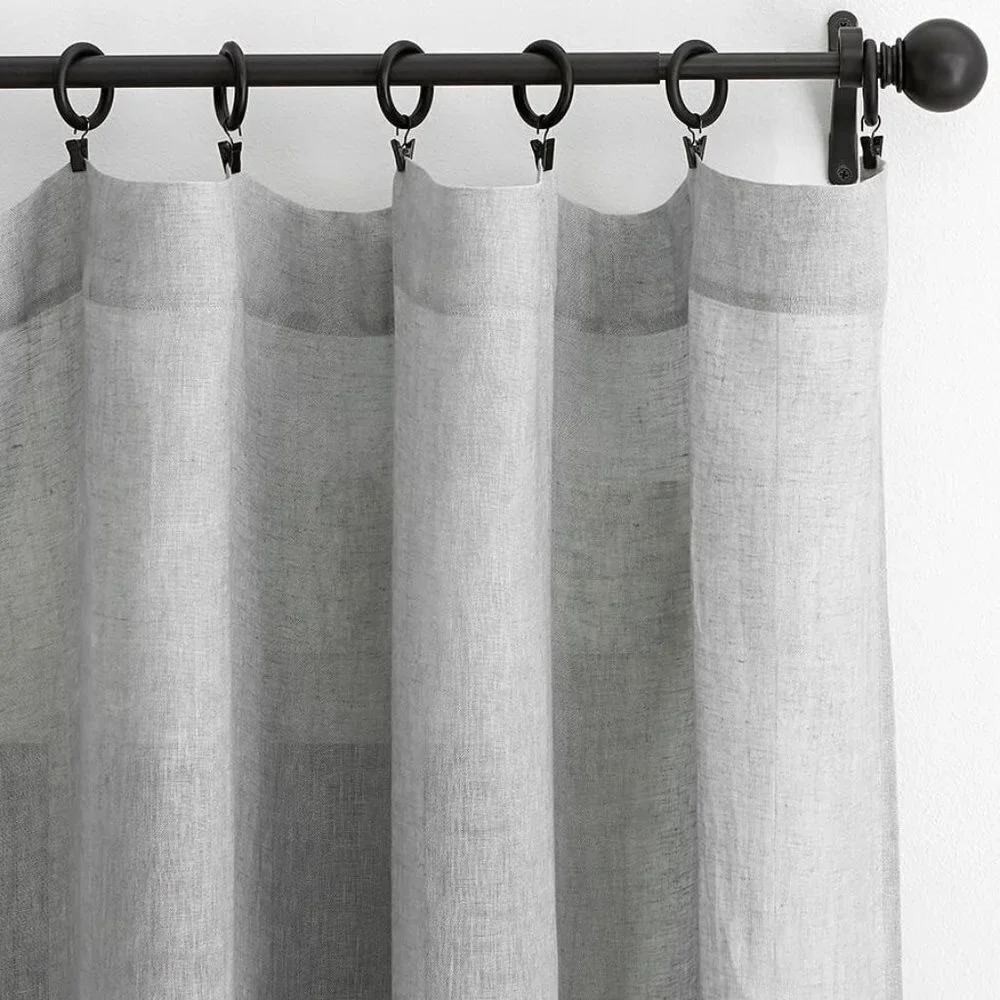 New - Pottery Barn Belgian Linen Sheer Pole Top Curtain Panel 50